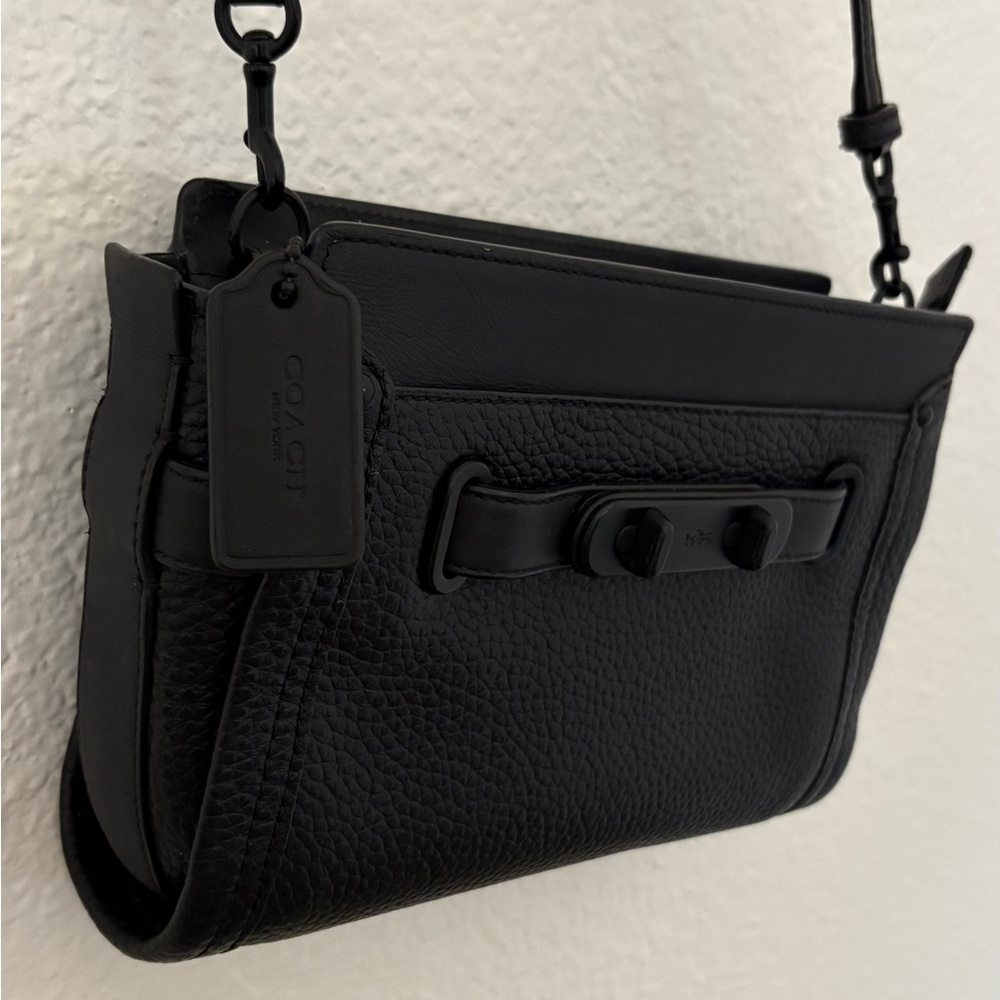 Coach Black Pebbled Leather Swagger Crossbody Bag